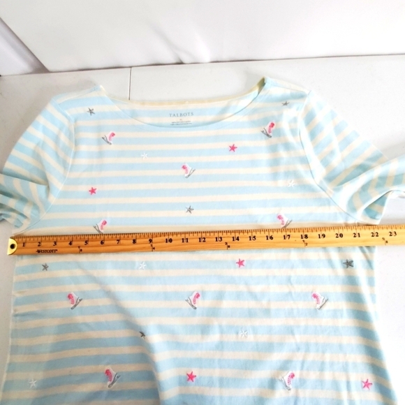 Talbots Authentic Embroidered Ice Skate Top Sz XL Striped Cotton Long Sleeve NEW - Picture 10 of 14